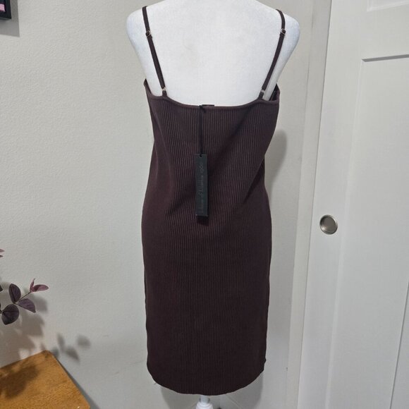 NWT House of Harlow 1960 Ribbed Bodycon Mini Dress Dark Brown Sz Large - Picture 6 of 10